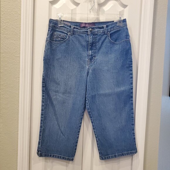 Gloria Vanderbilt Capri Jeans Womens 12 Blue Amanda Stretch Medium Wash - Picture 1 of 5